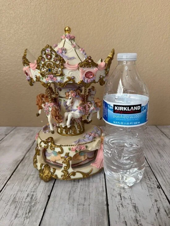 RARE San Francisco Music Box Dual Counter Rotating Angel 3-Horse Carousel - Picture 10 of 10